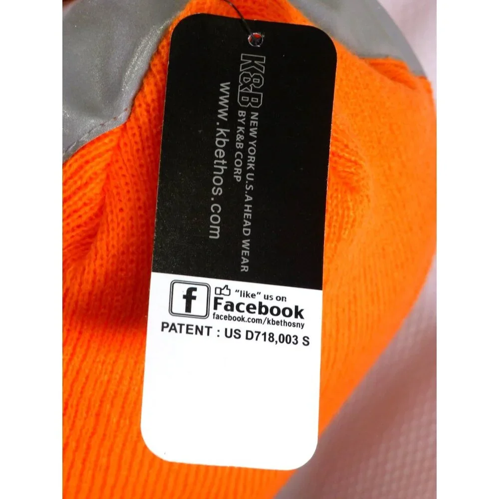 NWTHigh-Visibility Orange Knit Balaclava With Reflective Stripes & Zippered Fron